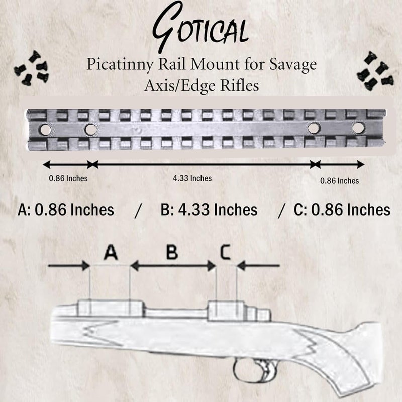 Gotical Store Picatinny Rail Mount for Savage Axis/Edge Rifles Mounting Hardware Included Allows for Picatinny or Weaver 5 PC of Each Size #6-48 Length 6mm/8mm - Image 2